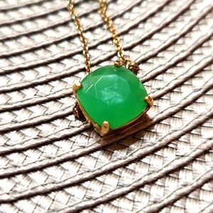 Kate Spade gum drop necklace, gold with jade stone